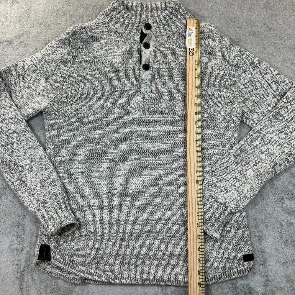 Outpost Makers Men’s Shawl Collar Henley Sweater Gray Knit Button Pullover L